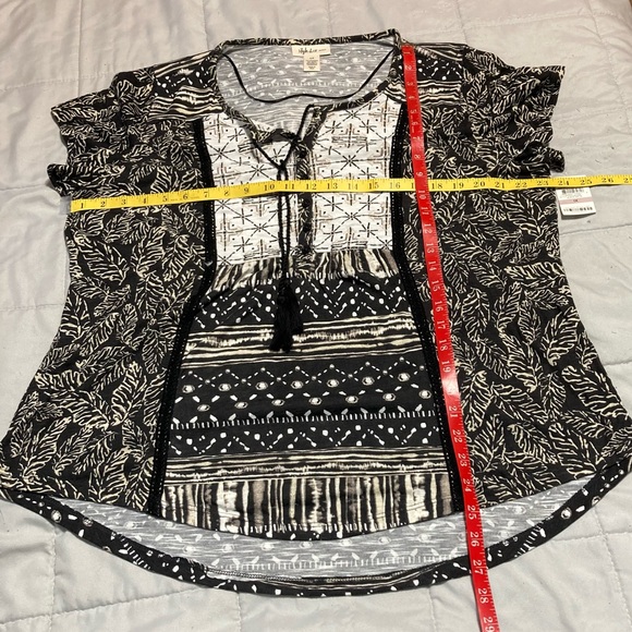 Bohemian Women's Plus Blouse Top Aztec Short Sleeve Tassels High Low Womens 1X - Picture 6 of 16